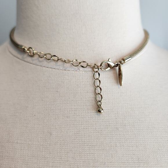 New York & Company Gold Tone Snake Chain Necklace with Geometric Accents - Picture 8 of 8